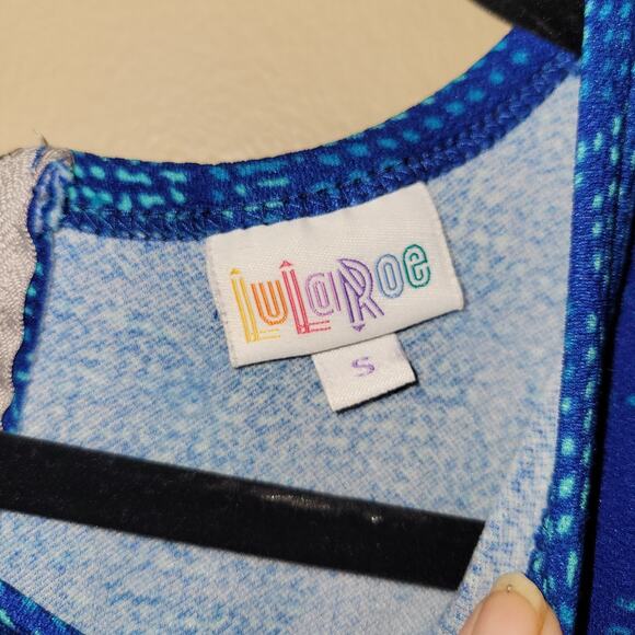 Lularoe Large Women Amelia Solid Royal Blue Rose Pleated Dress Small - Picture 3 of 9